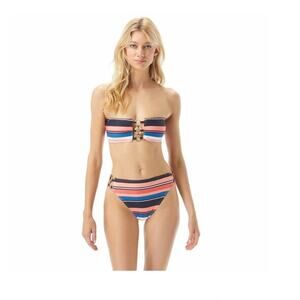 MICHAEL Michael Kors Swimsuit Bandeau Bikini Cutouts Bright Stripe NWOT